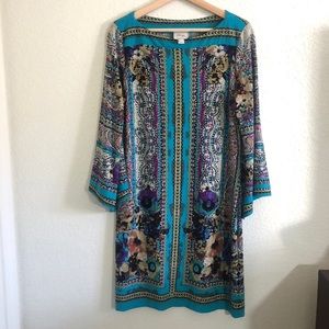 Beige by Eci Mediterranean Print Dress Size 10